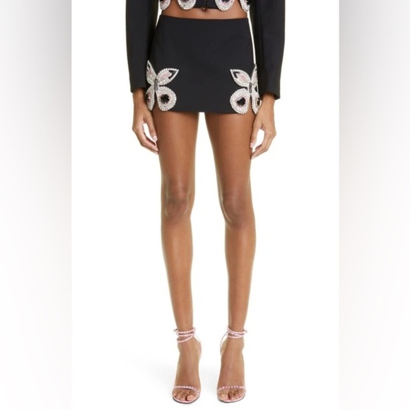 AREA Embroidered Butterfly Mini Skirt  in Black sz 8 NWT 1195$ - Picture 3 of 17